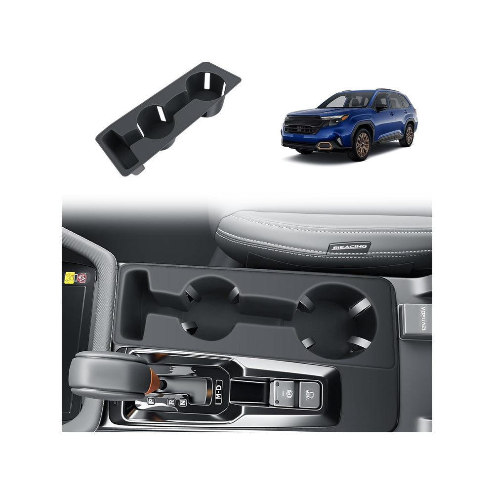 BIBIBO front view showing insert fitted in 2026 Forester console protecting cup area