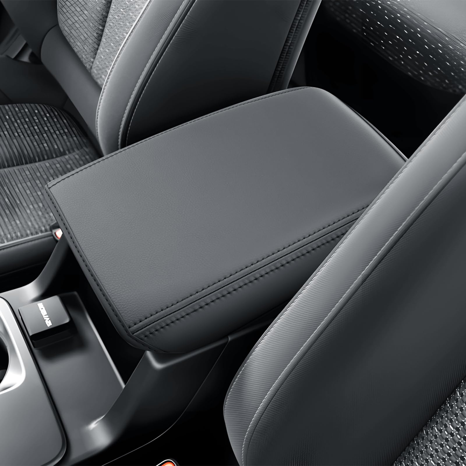 BIBIBO front view of center console cover showing fit and clean lines, enhances durability