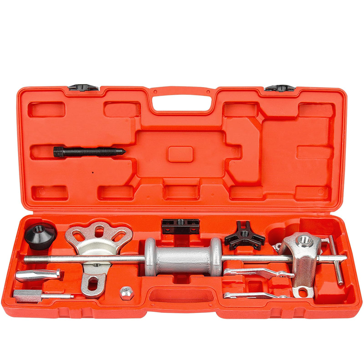 Bicos slide hammer kit front view showing complete tool set and organized case for convenience