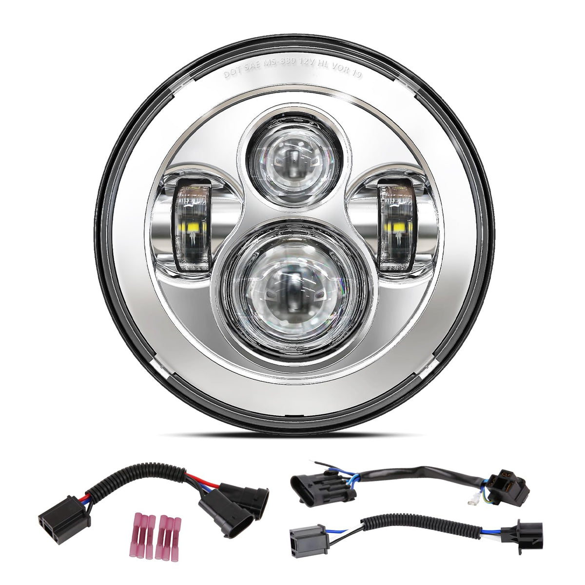 BICYACO front view chrome headlight showing bright beam and improved visibility