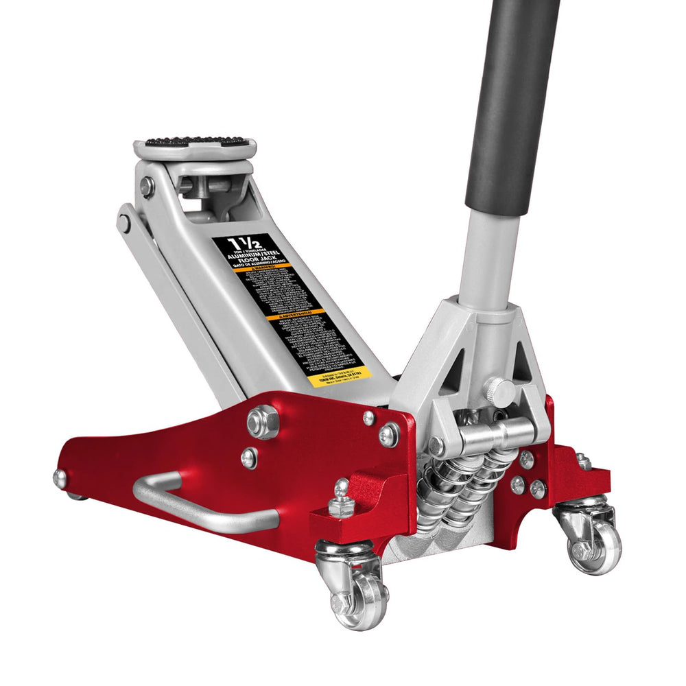 BIG RED front profile showing compact floor jack, easy positioning benefit