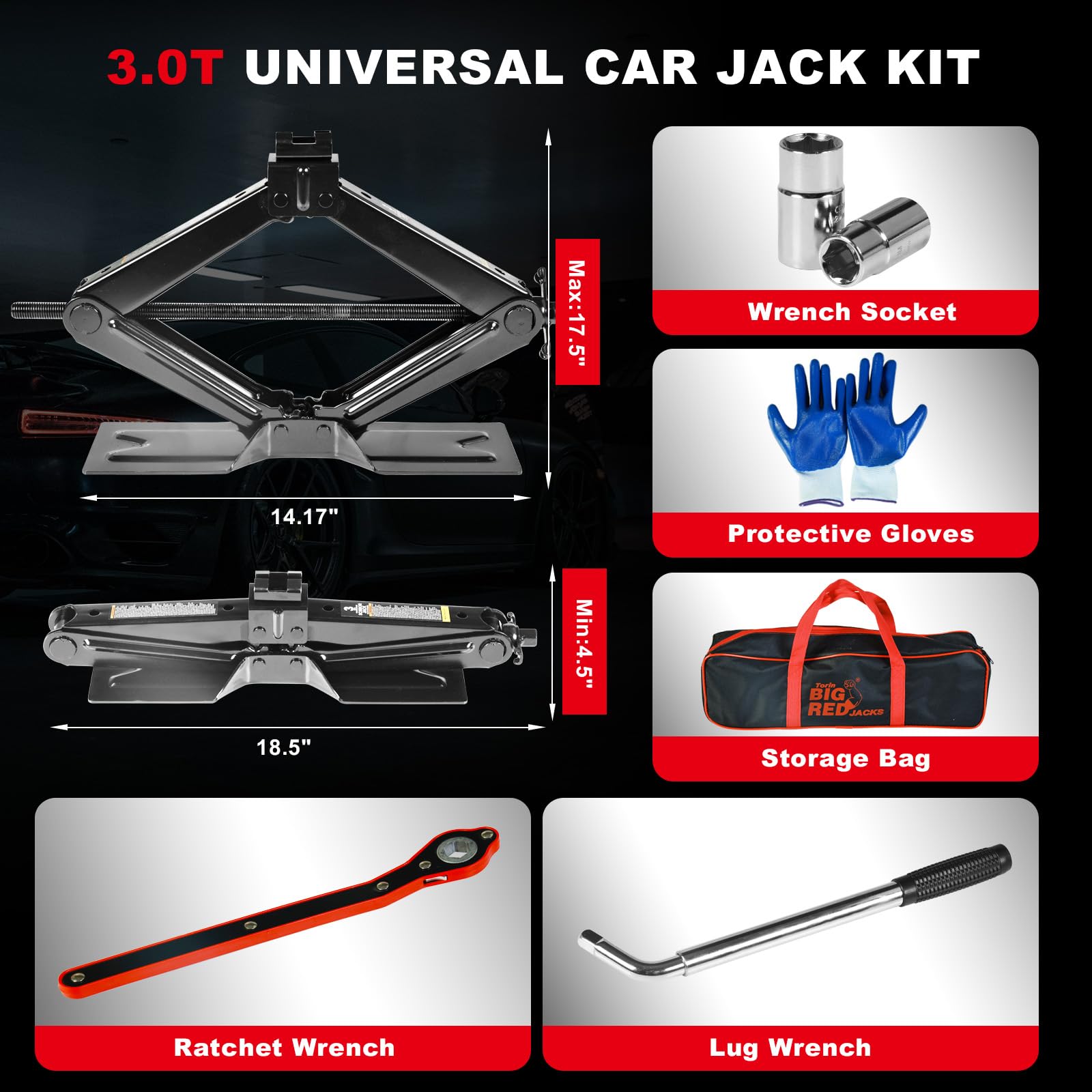 BIG RED rolled-edge detail on jack arm showing reinforced strength and durability