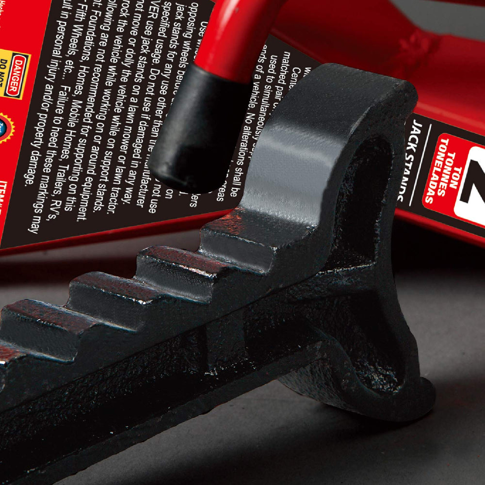 BIG RED ratchet mechanism closeup showing sawtooth bar for quick adjustment