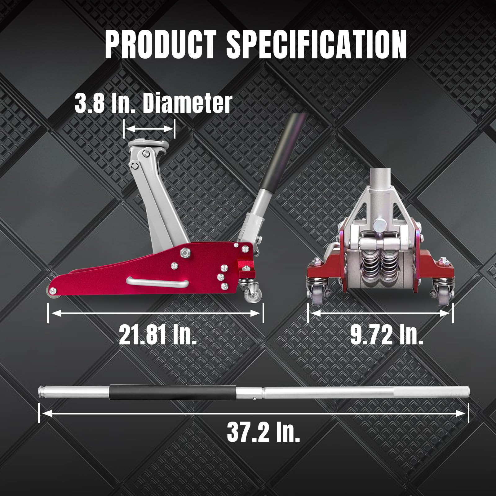 BIG RED beside ruler for scale showing compact, portable dimensions