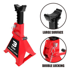 BIG RED ratchet and double locking pins detail for fast secure height locking