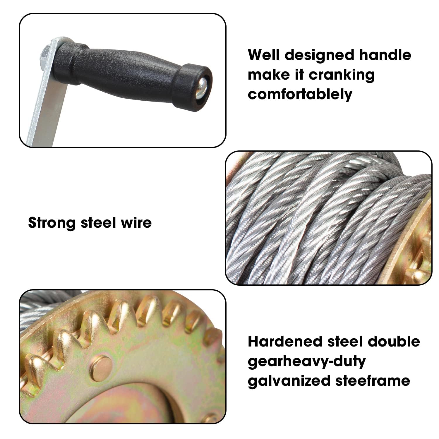 BIG RED winch anti-slip handle detail offering comfortable grip and improved cranking control