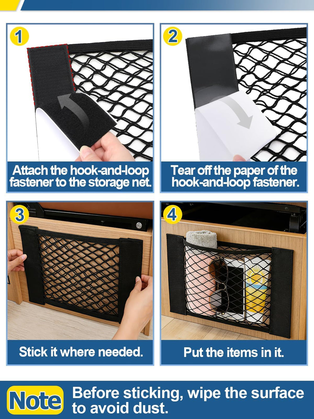Bigmeta adhesive strip detail showing secure hold and easy installation