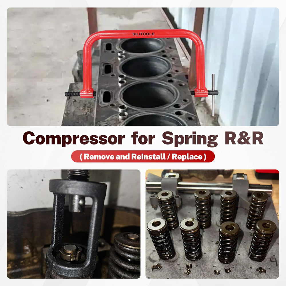 BILITOOLS C-clamp compressor close-up for controlled spring compression