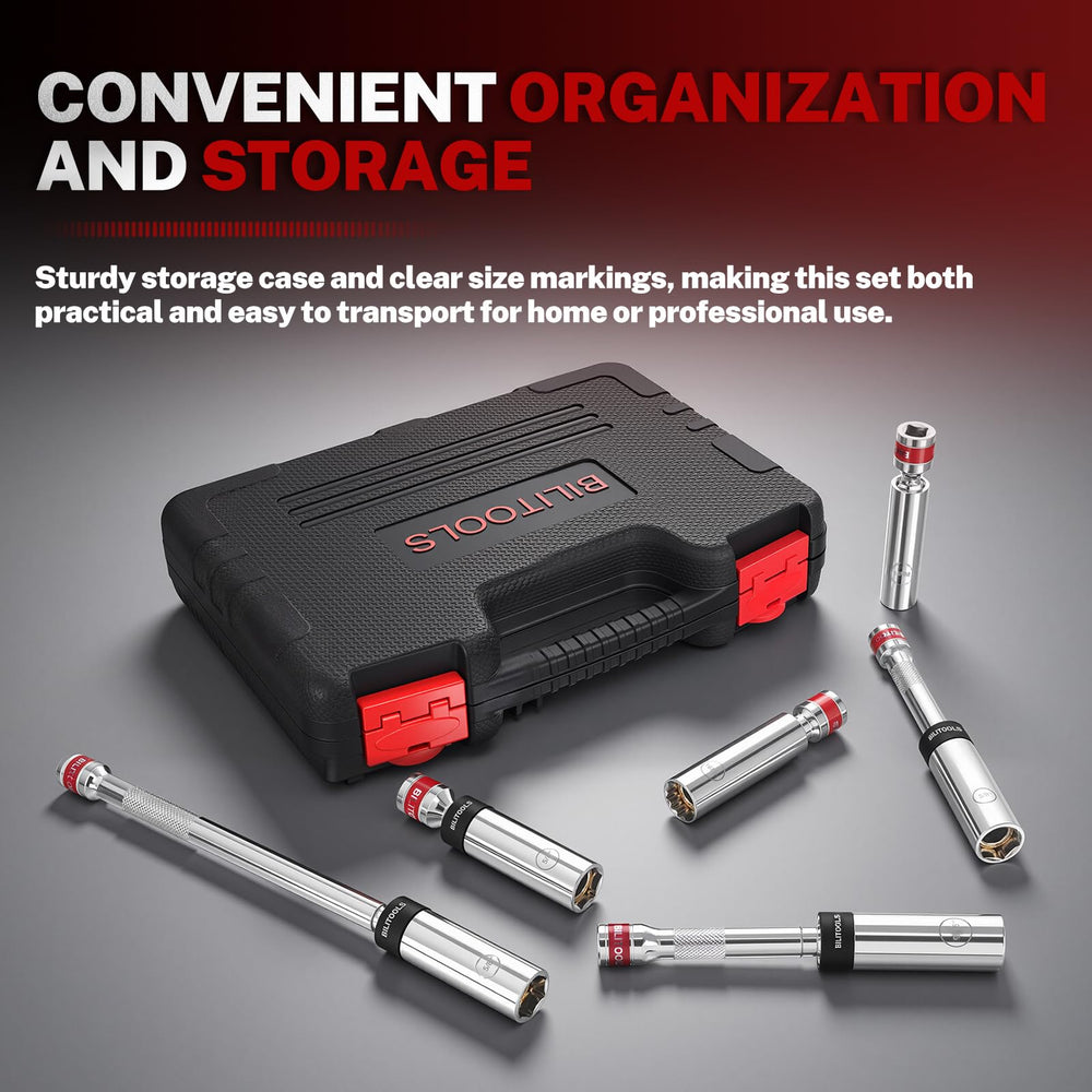 BILITOOLS open storage case with neatly organized sockets for easy transport benefit