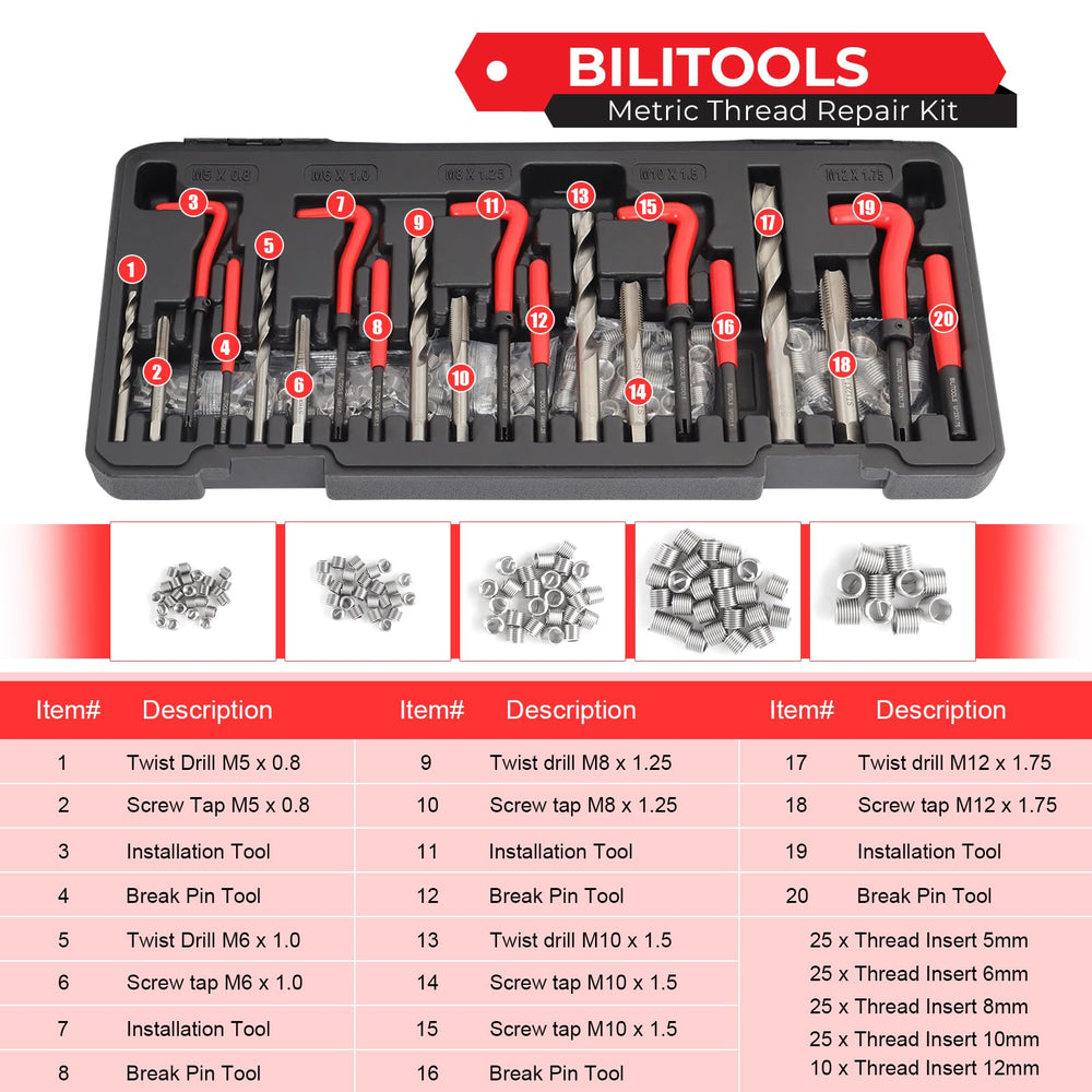BILITOOLS front view with visible stainless inserts and labeled compartments for quick selection