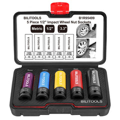 BILITOOLS front packaging showing five impact lug nut sockets and sizes