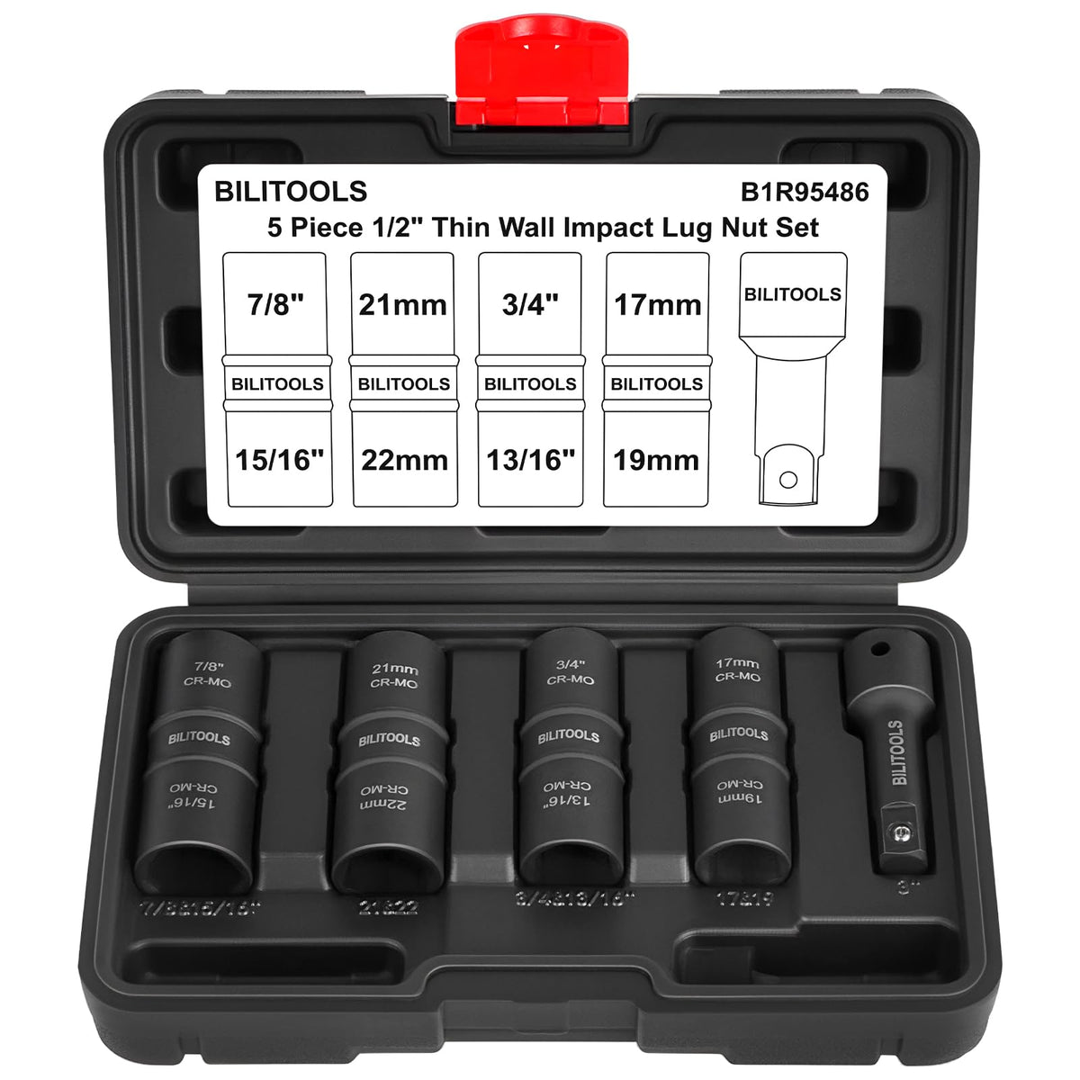 BILITOOLS front packaging showing set and sizes, organized and portable