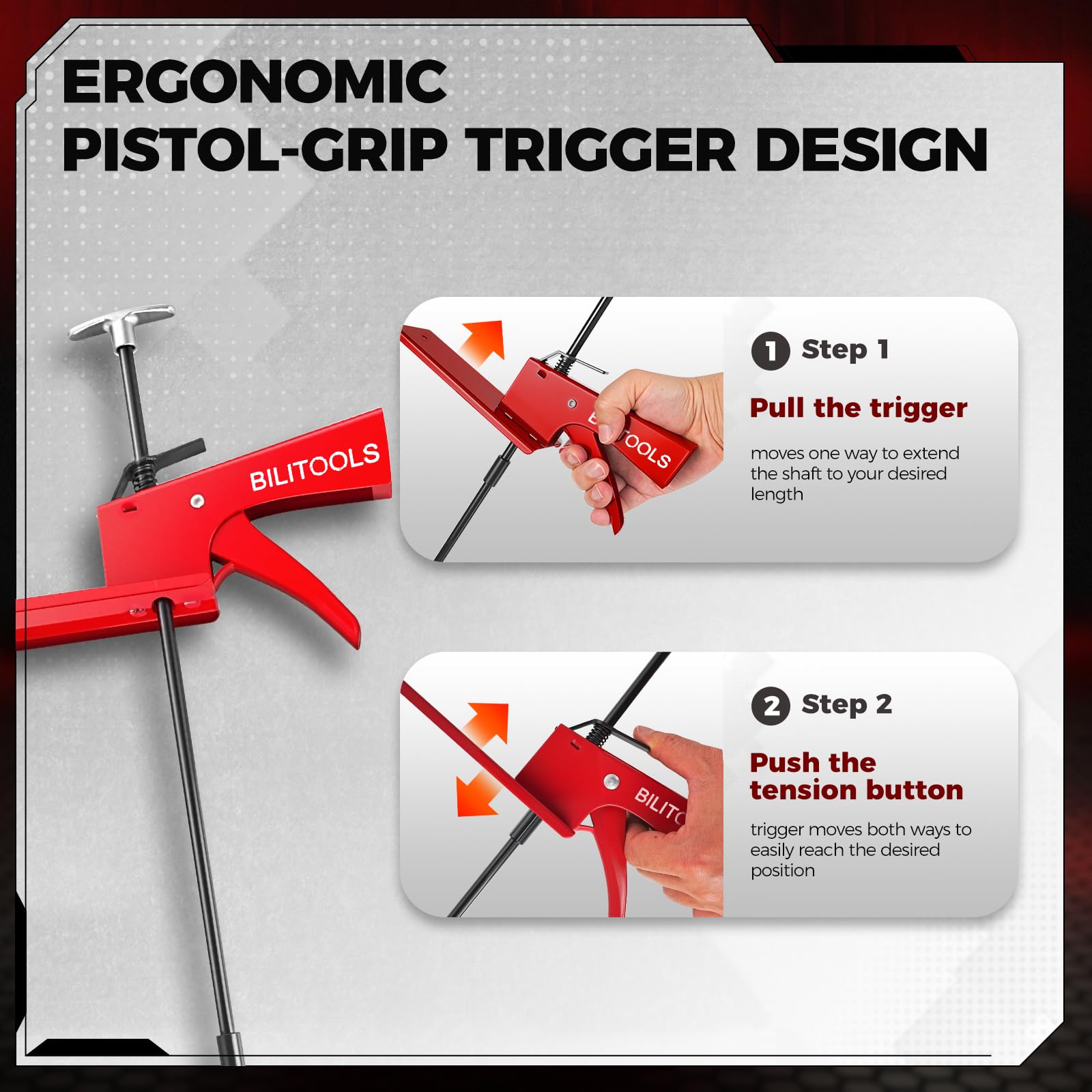 BILITOOLS hooked plate tucked under seat stabilizing the depressor and preventing movement