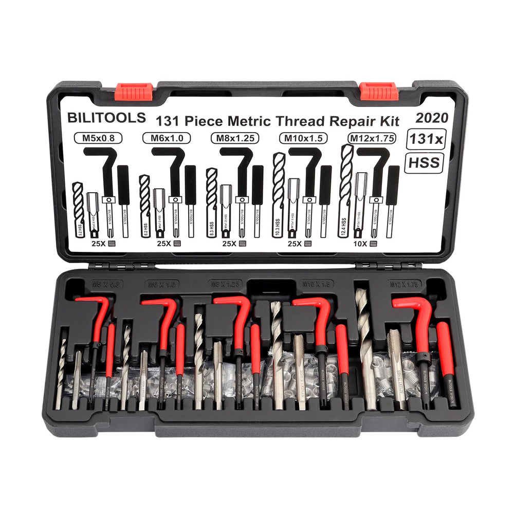 BILITOOLS open case showing organized drills taps inserts and tools for fast repairs