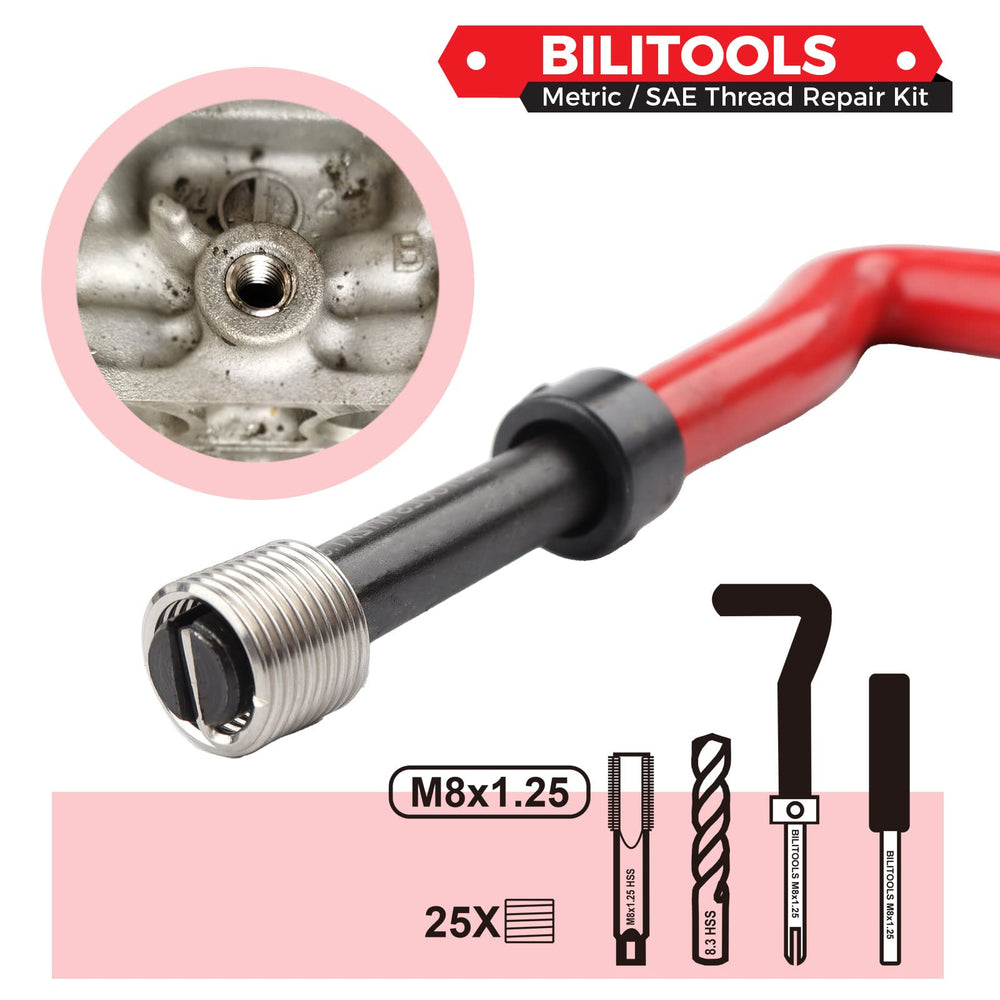 BILITOOLS stainless M8x1.25 coil inserts, corrosion resistance benefit