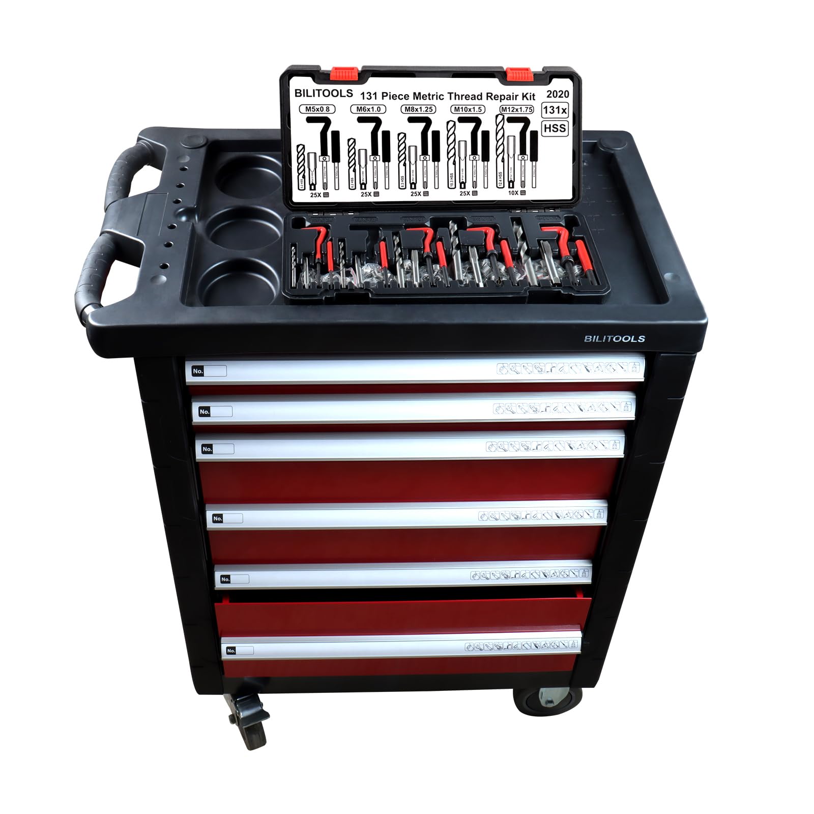 BILITOOLS kit beside a ruler showing compact case size for easy transport to job sites