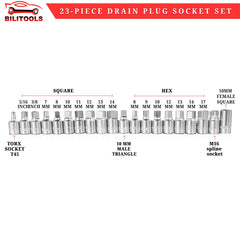 BILITOOLS sockets arranged by size illustrating full 23-piece kit coverage