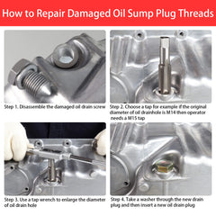 BILITOOLS sump plugs and washers laid out to show matching sizes and sealing options