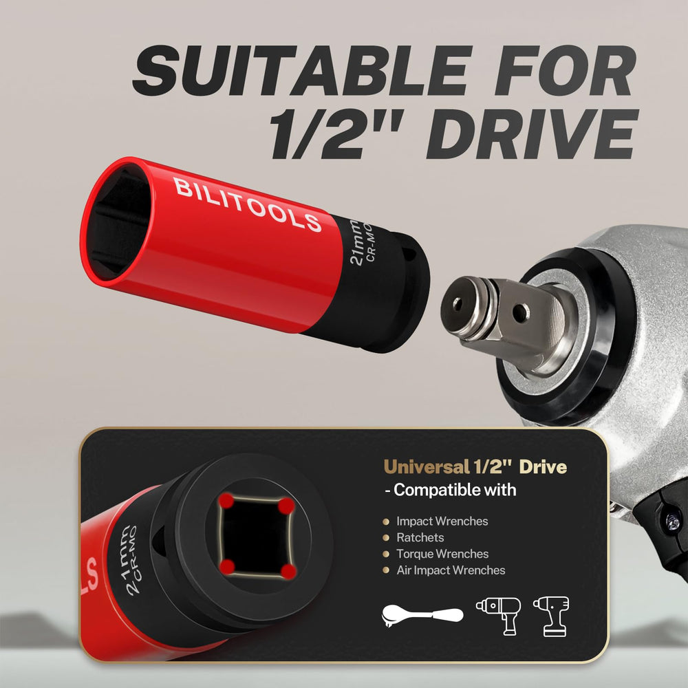BILITOOLS thin-wall profile side view reaching recessed lug nuts
