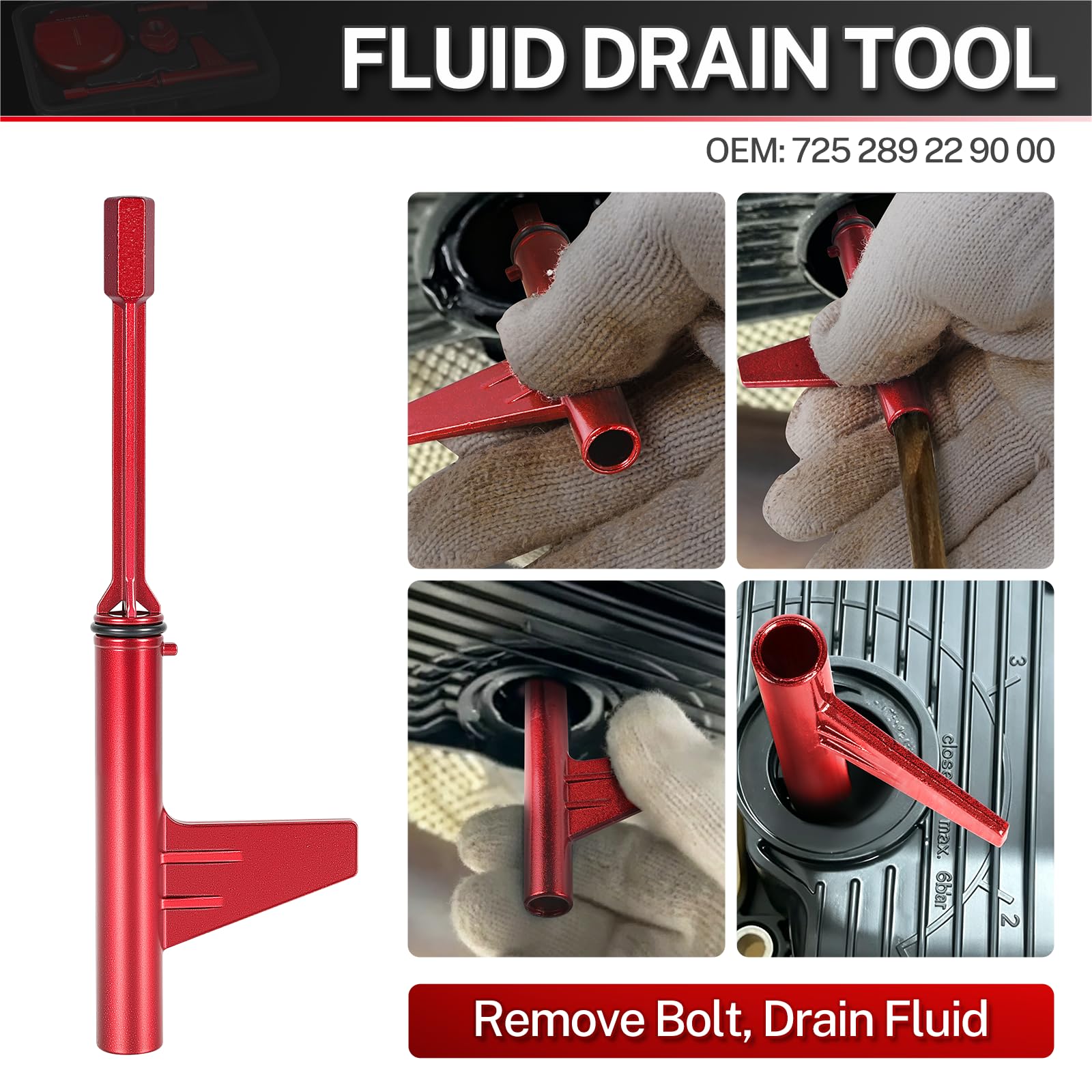 BILITOOLS adapter attached to transmission fill port illustrating leak‑free connection during service