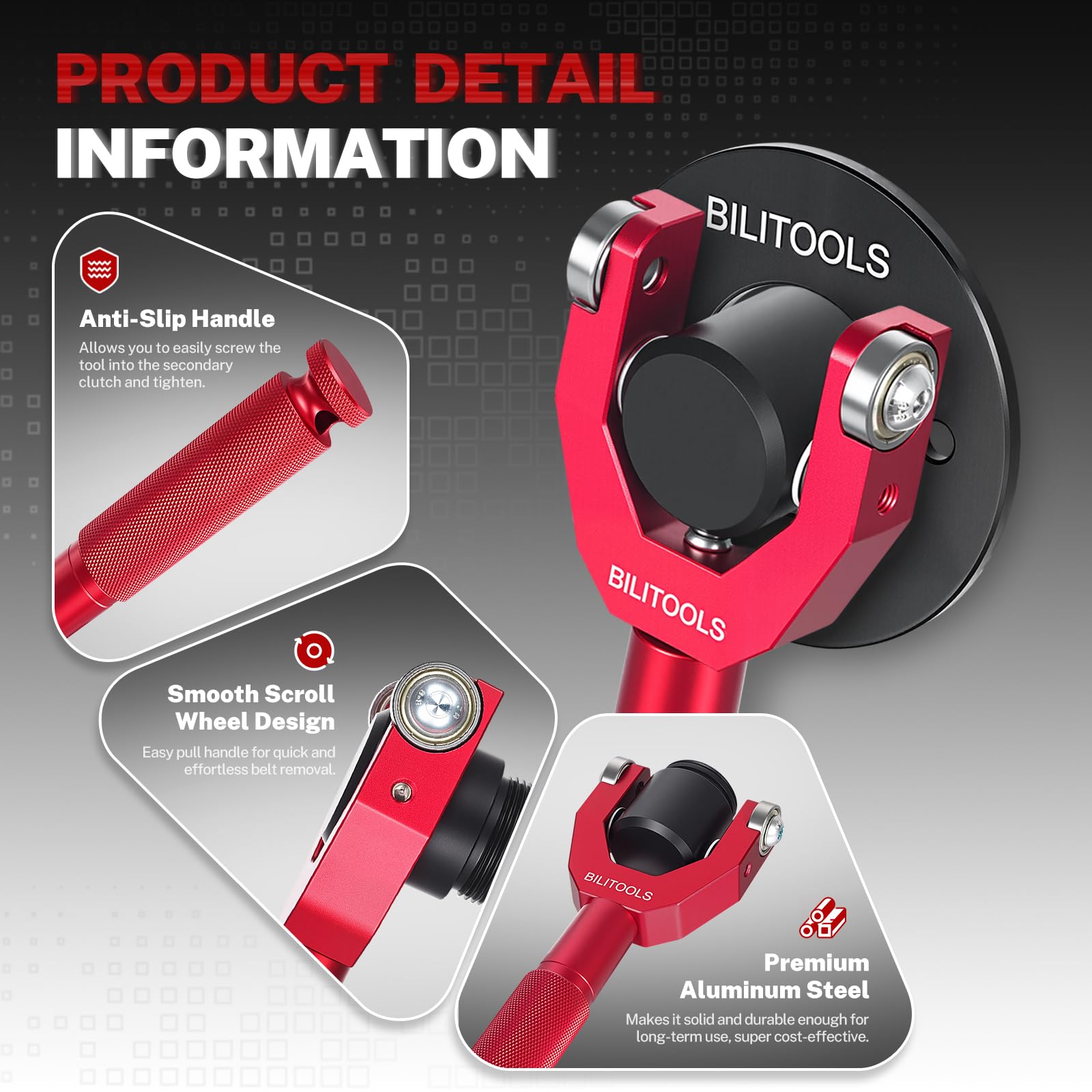 BILITOOLS X3 close-up of 360° roller protecting clutch edges during belt threading