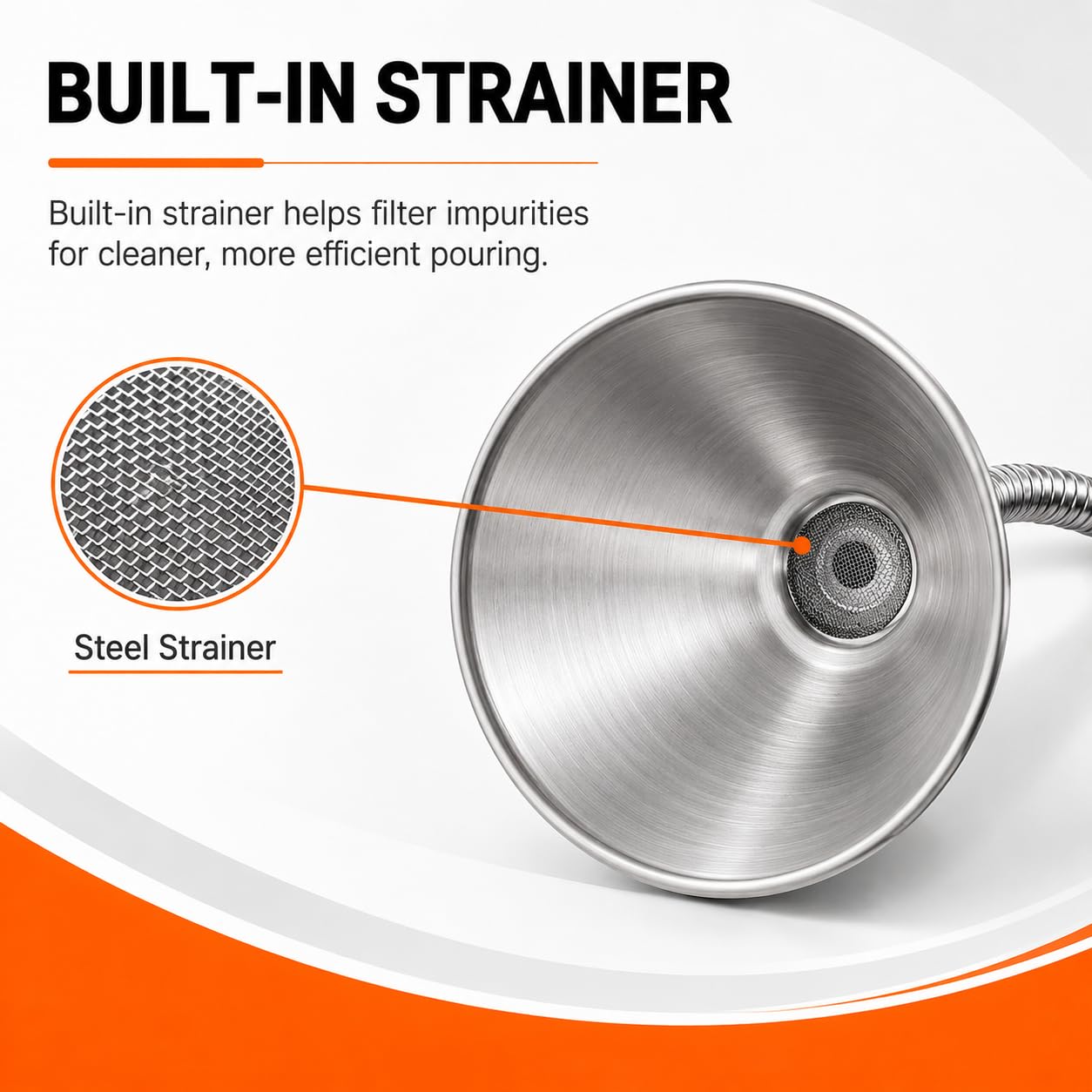 Binazon funnel spout detached from body for easy cleaning and compact storage