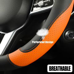 Binsheo detail of orange contrast stitching highlighting sport styling benefit