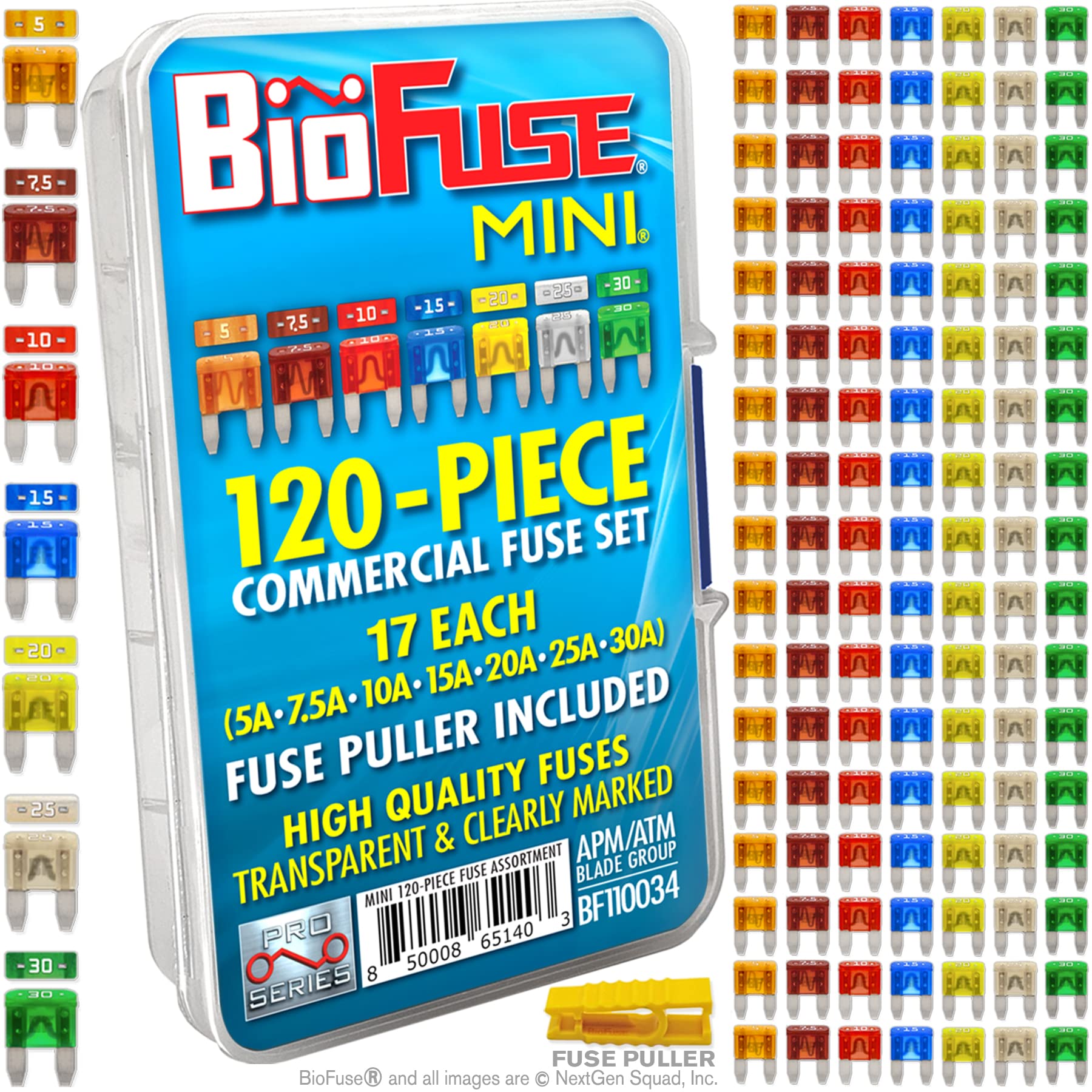 BIOFUSE front packaging showing complete mini fuse kit and organization benefit