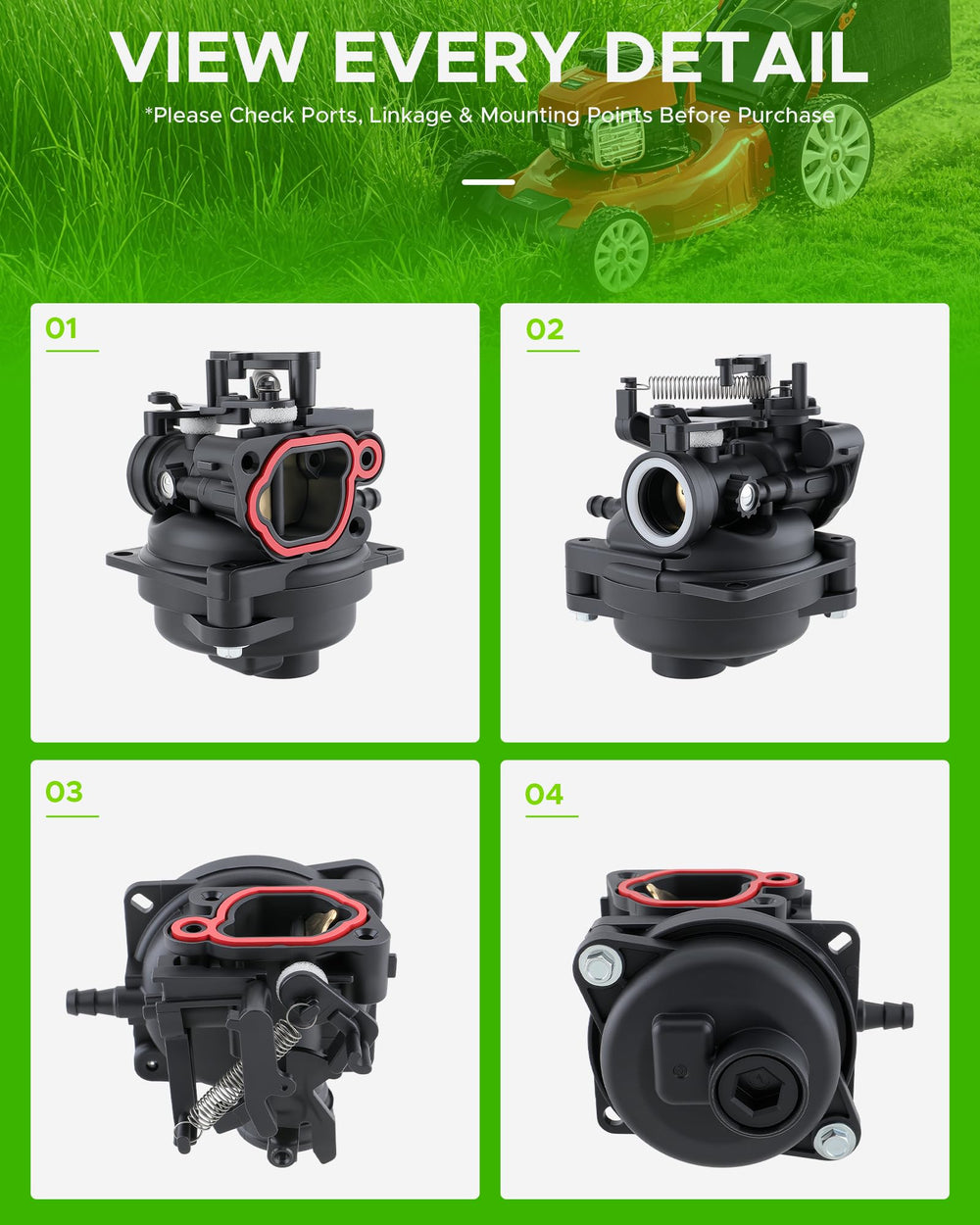 BioLion carburetor next to ruler showing compact size for easy replacements