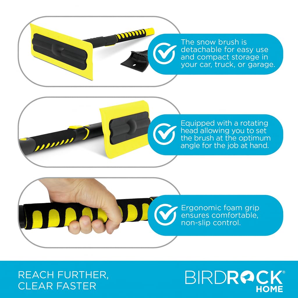 BIRDROCK HOME brush clearing car windshield in snow for quick commute prep