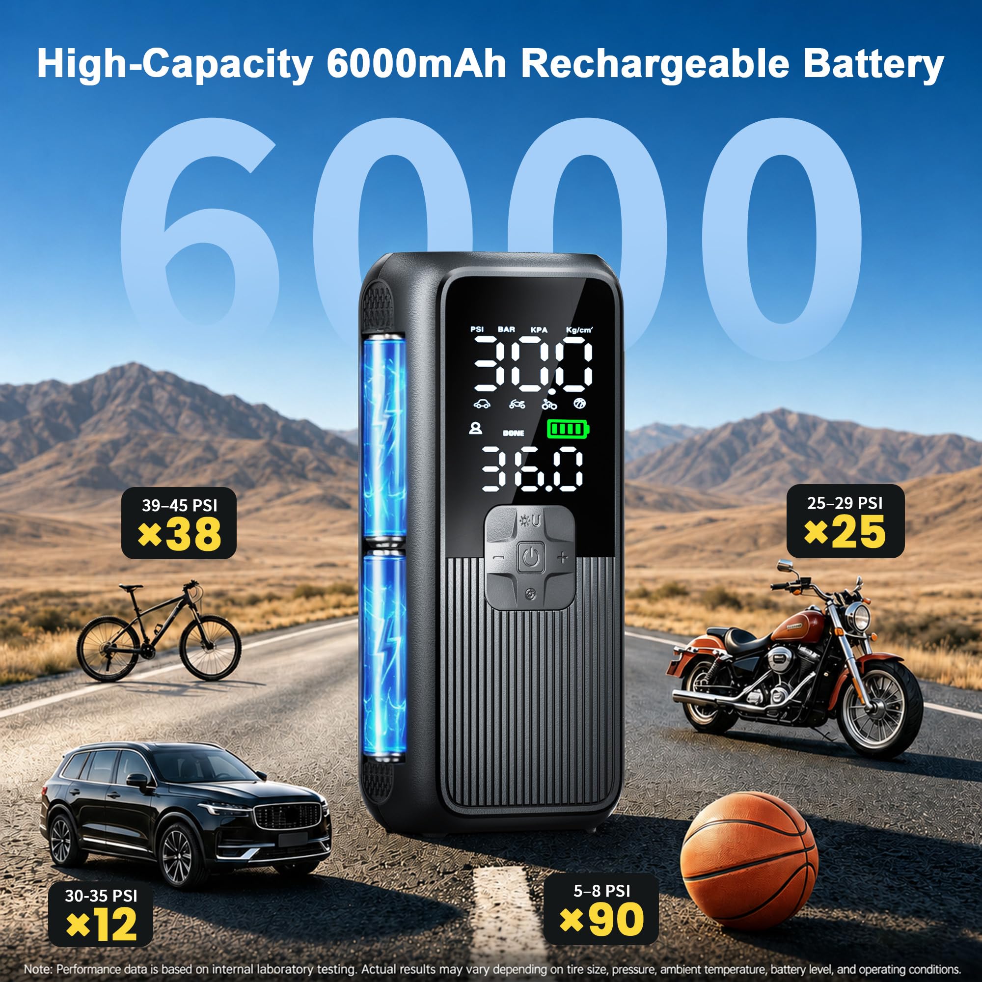 Birtokom digital display close-up with clear pressure readout for accurate inflation