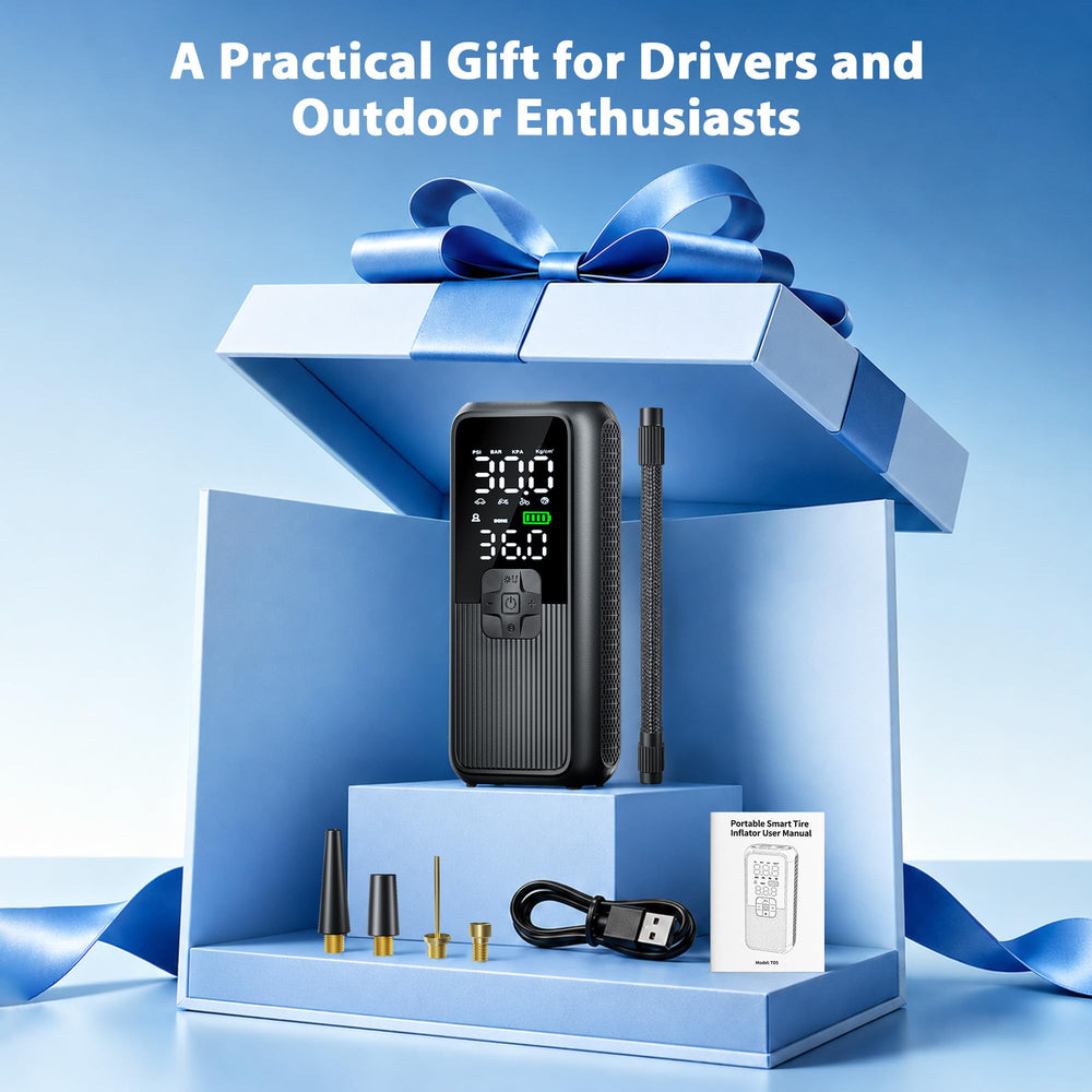 Birtokom inflator stored in car glovebox for convenient on-the-go inflation
