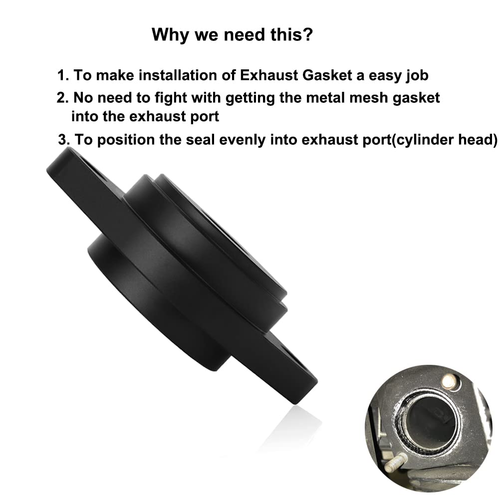 Bisrollnaa tool seating exhaust gasket into Harley-Davidson port to prevent leaks