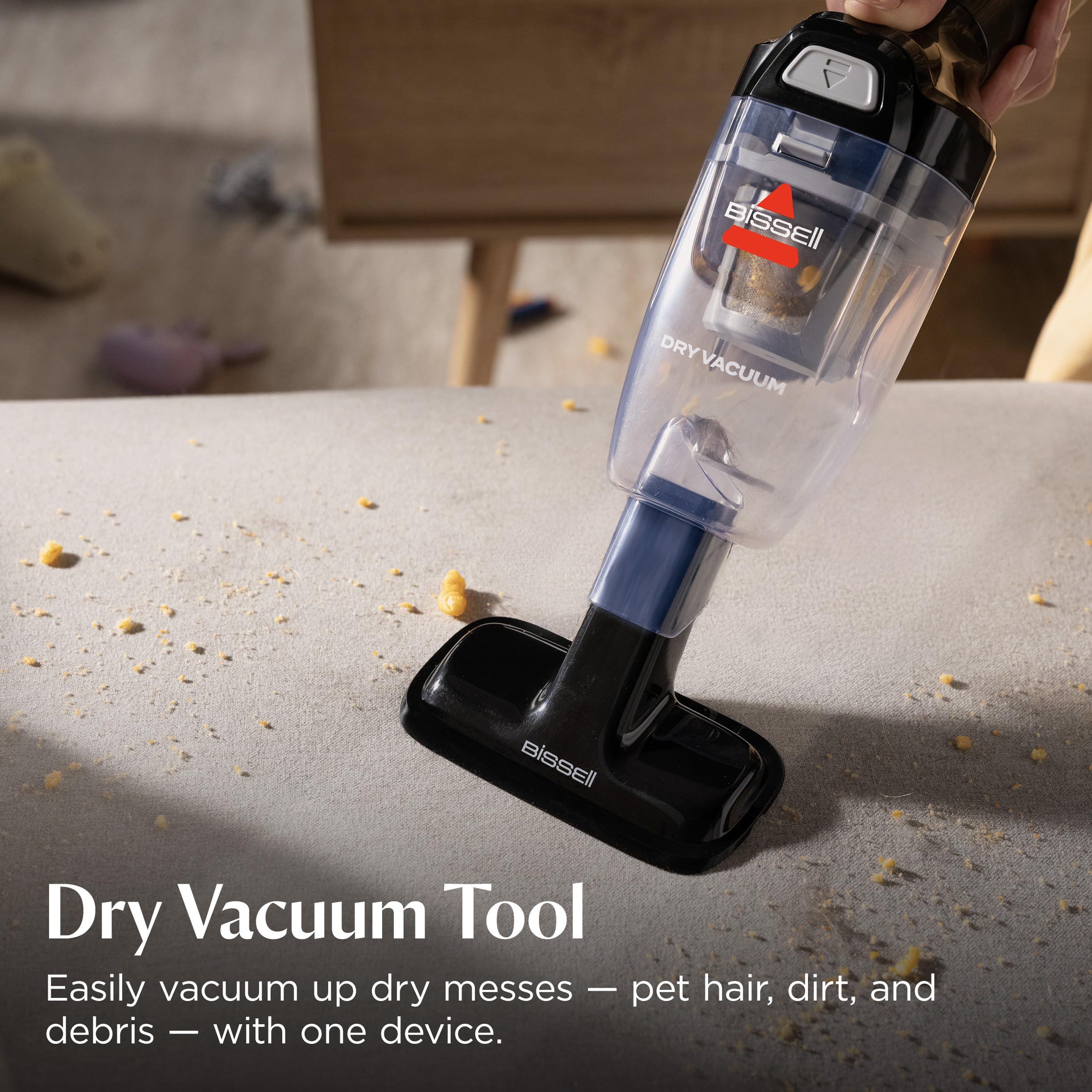BISSELL Little Green Auto Pro spraying crevice tool reaching tight interior gaps