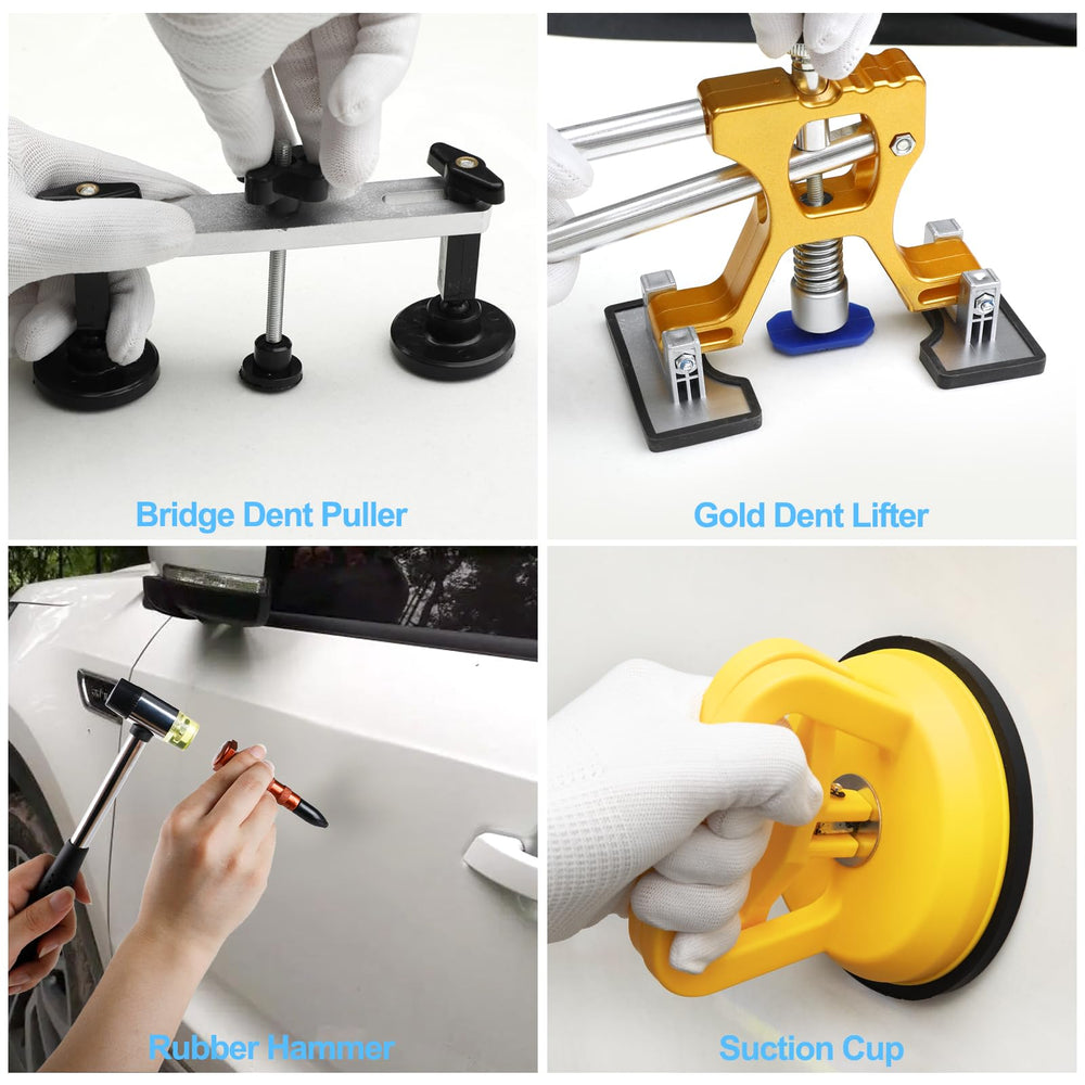 Bitlyle suction cups on a car panel showing easy one-handed dent removal