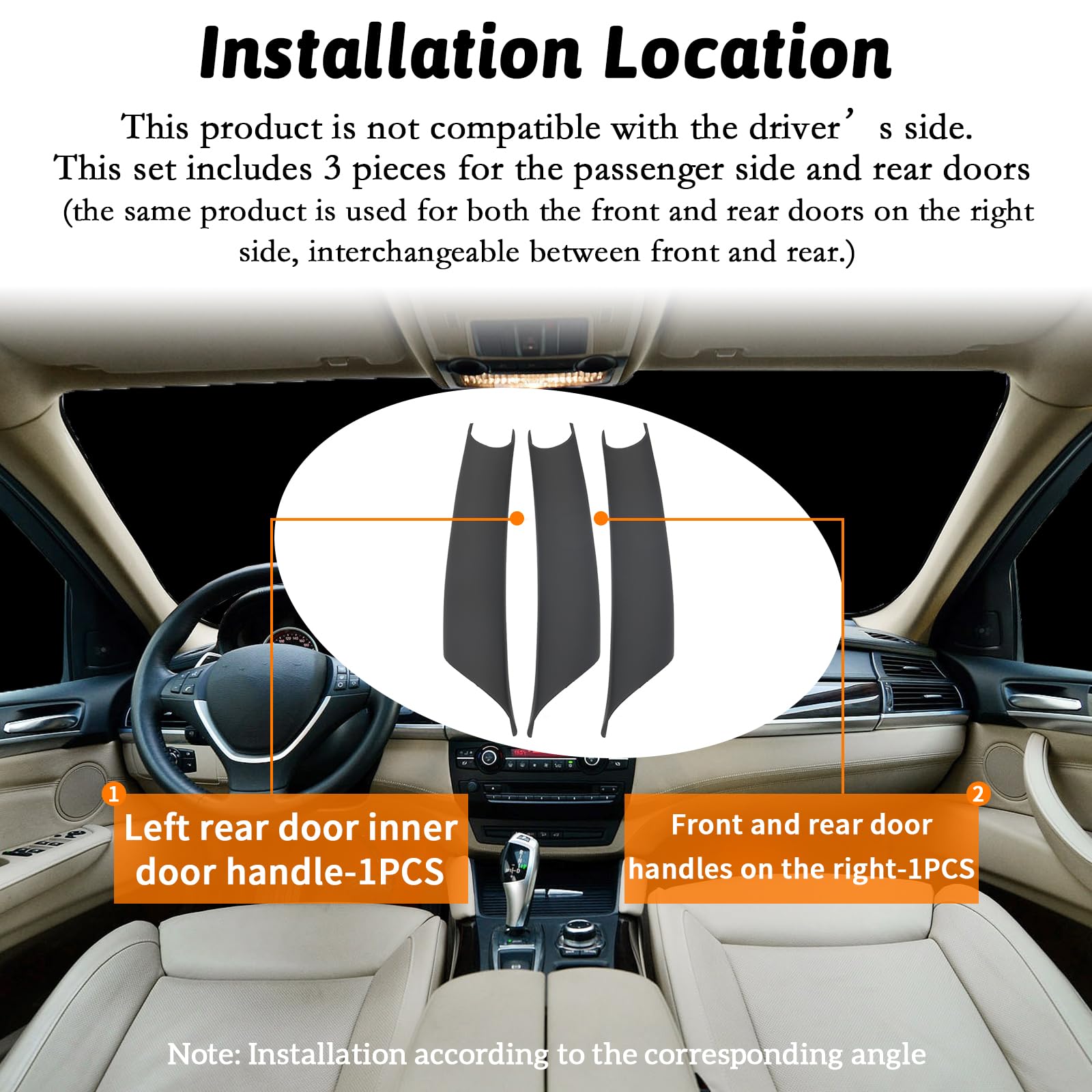 BJchiwu right rear handle cover angled view showing seamless OEM-like fit
