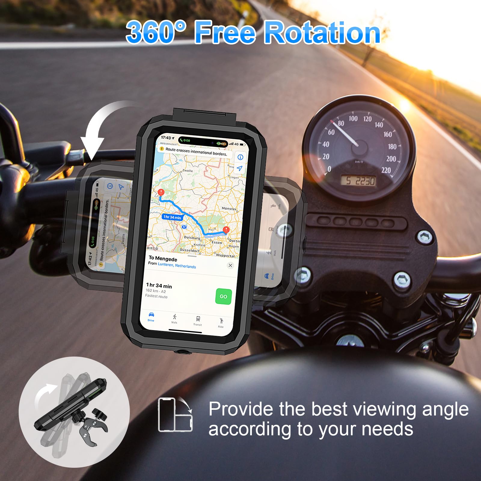 BKNOOU aluminum clip and silicone base providing strong anti-vibration hold