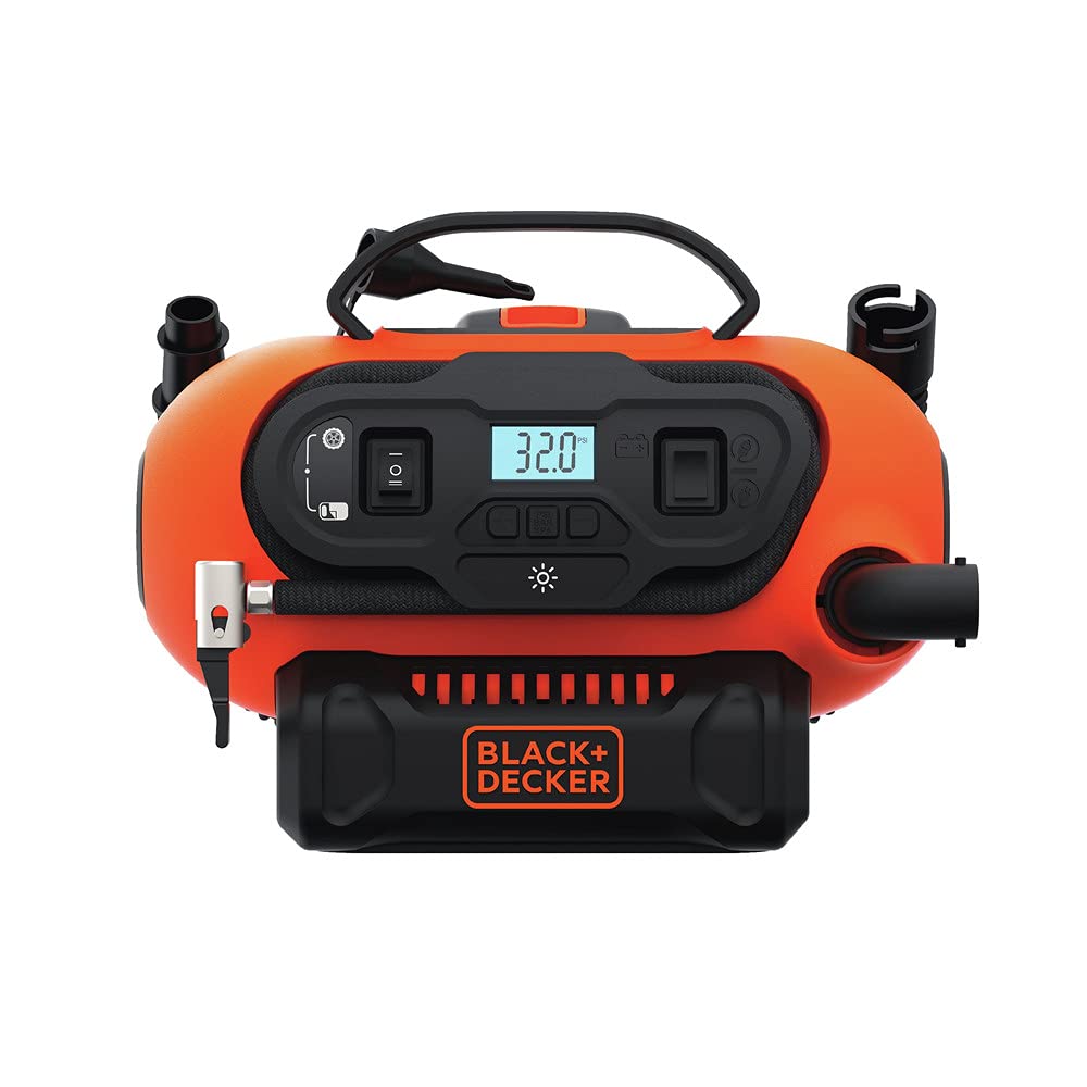 BLACK+DECKER digital gauge close-up displaying precise pressure readout for accuracy