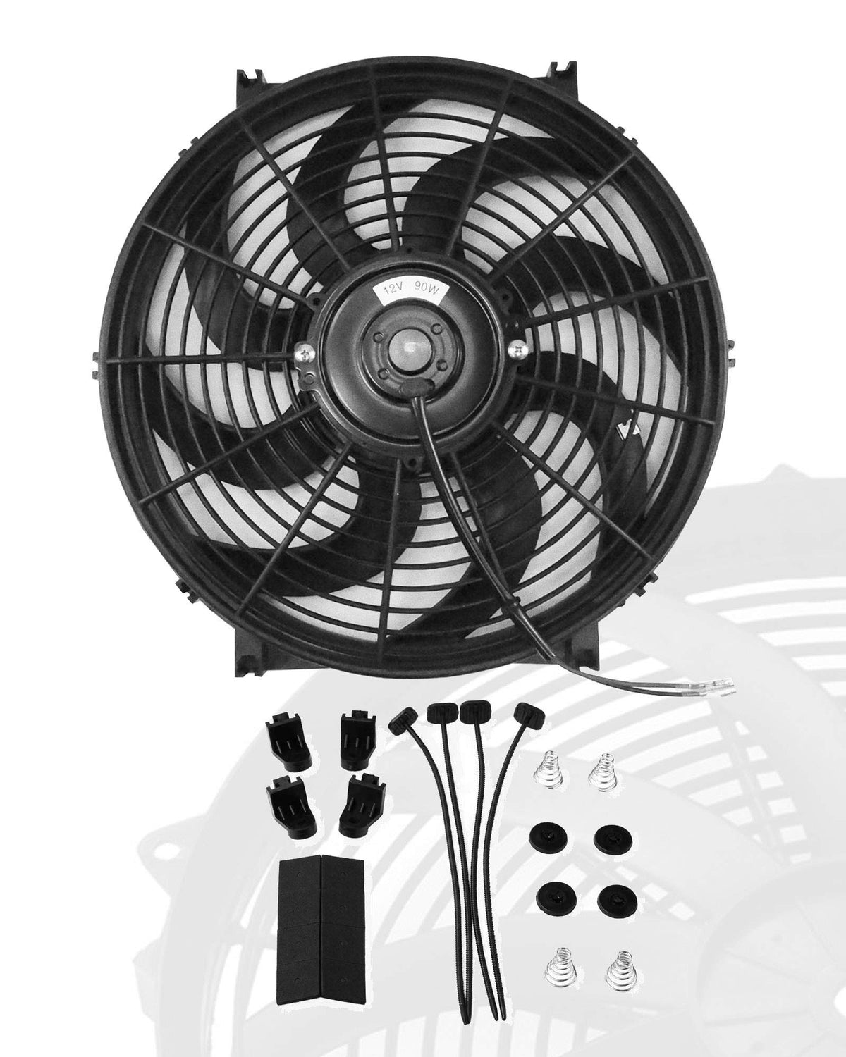 BLACKHORSE-RACING front view of 14-inch fan showing airflow advantage