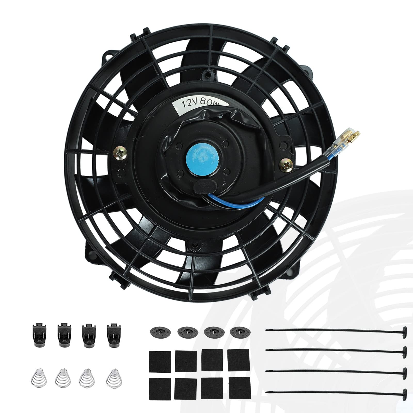 BLACKHORSE-RACING front view of 7-inch slim fan showing overall shape and airflow benefit