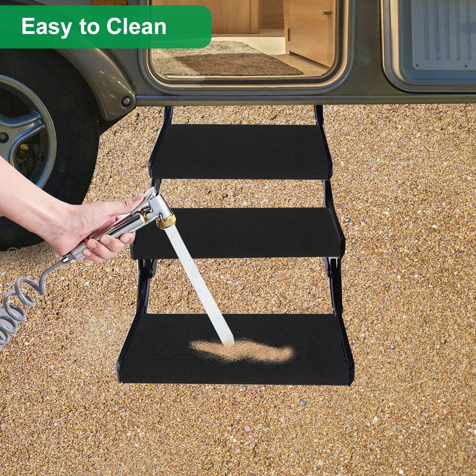 BLACKHORSE-RACING lifestyle image of RV entry with step covers improving safety and appearance