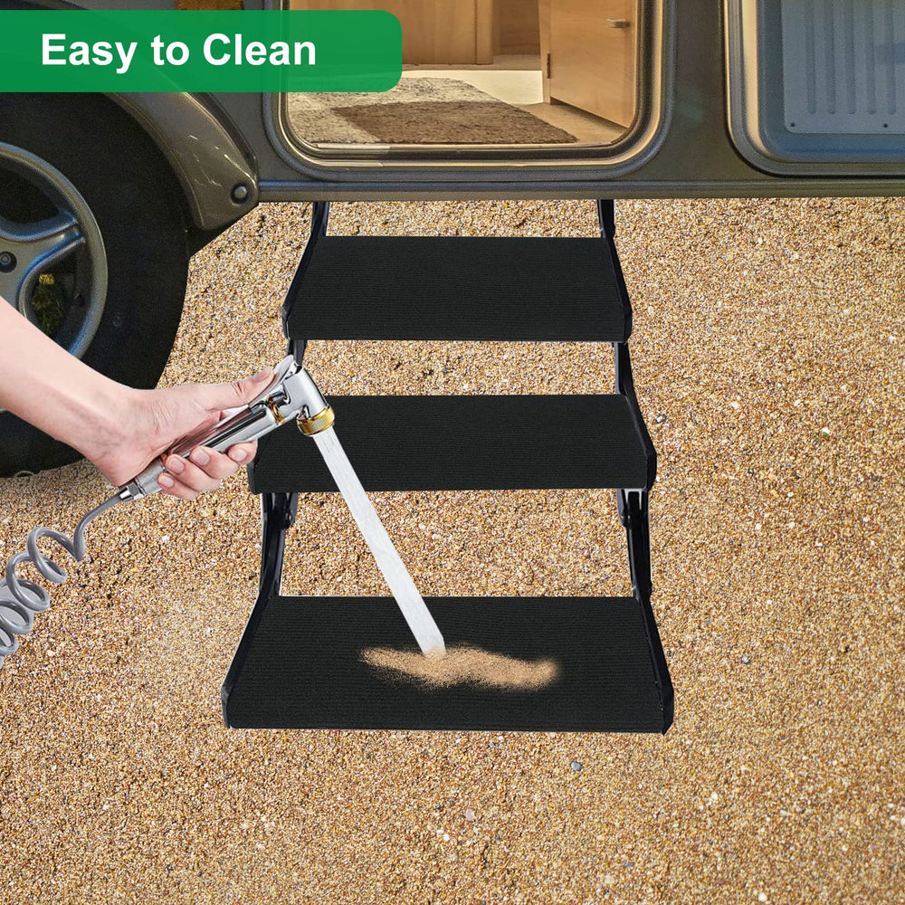 BLACKHORSE-RACING lifestyle image of RV entry with step covers improving safety and appearance