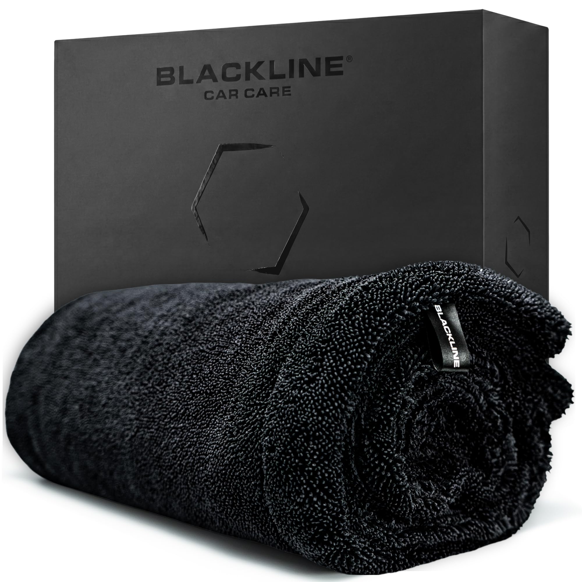 Blackline drying towel front view showing large size and plush pile for faster drying