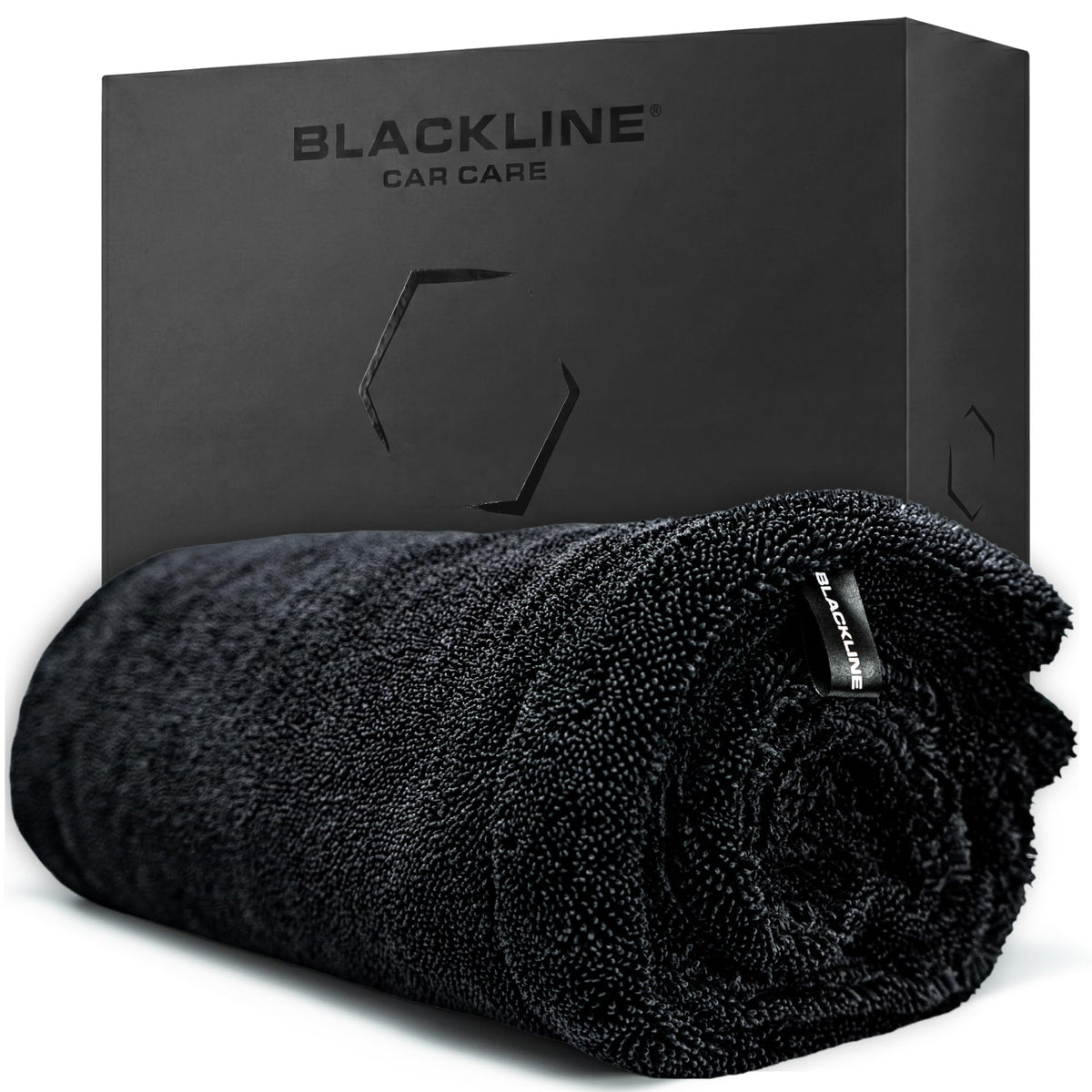 Blackline drying towel front view showing large size and plush pile for faster drying