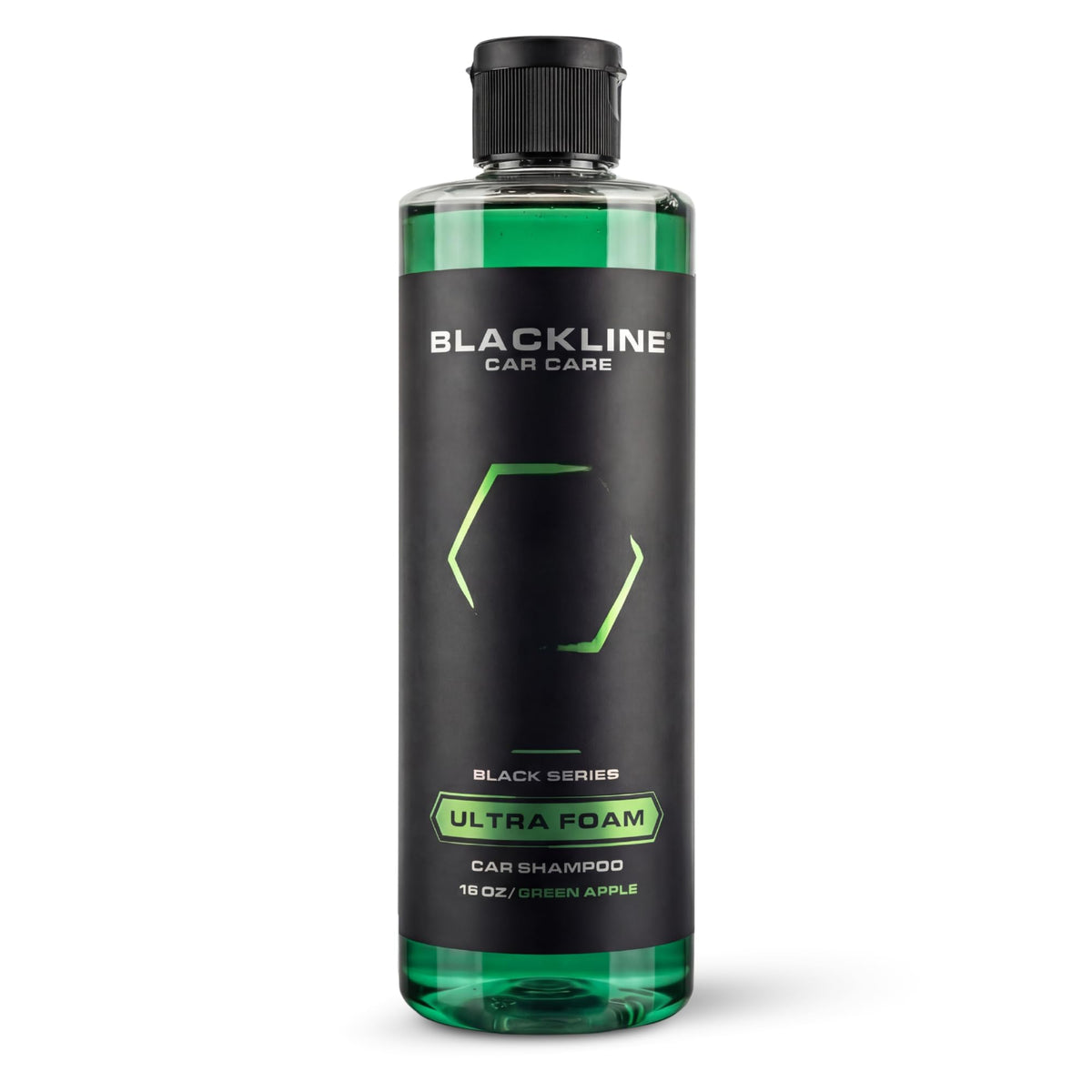 Blackline bottle front view showing product and clean finish benefit