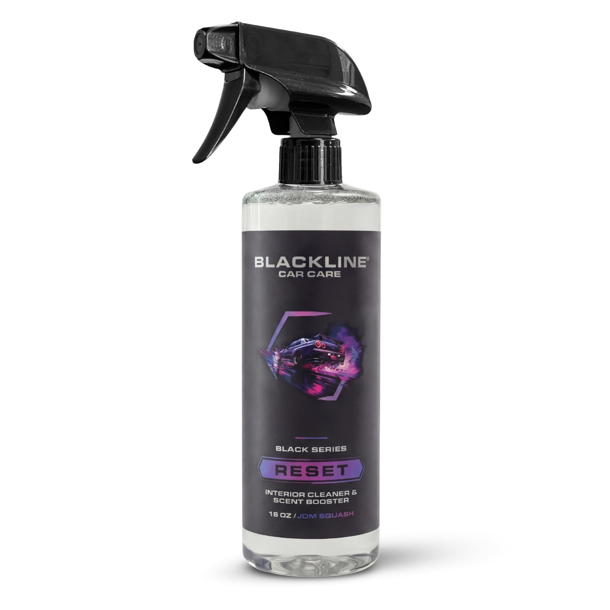 Blackline Reset front label showing product name and JDM Squash scent benefits