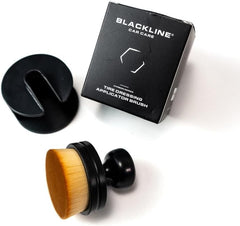 Blackline front view of applicator brush showing compact design and neat storage