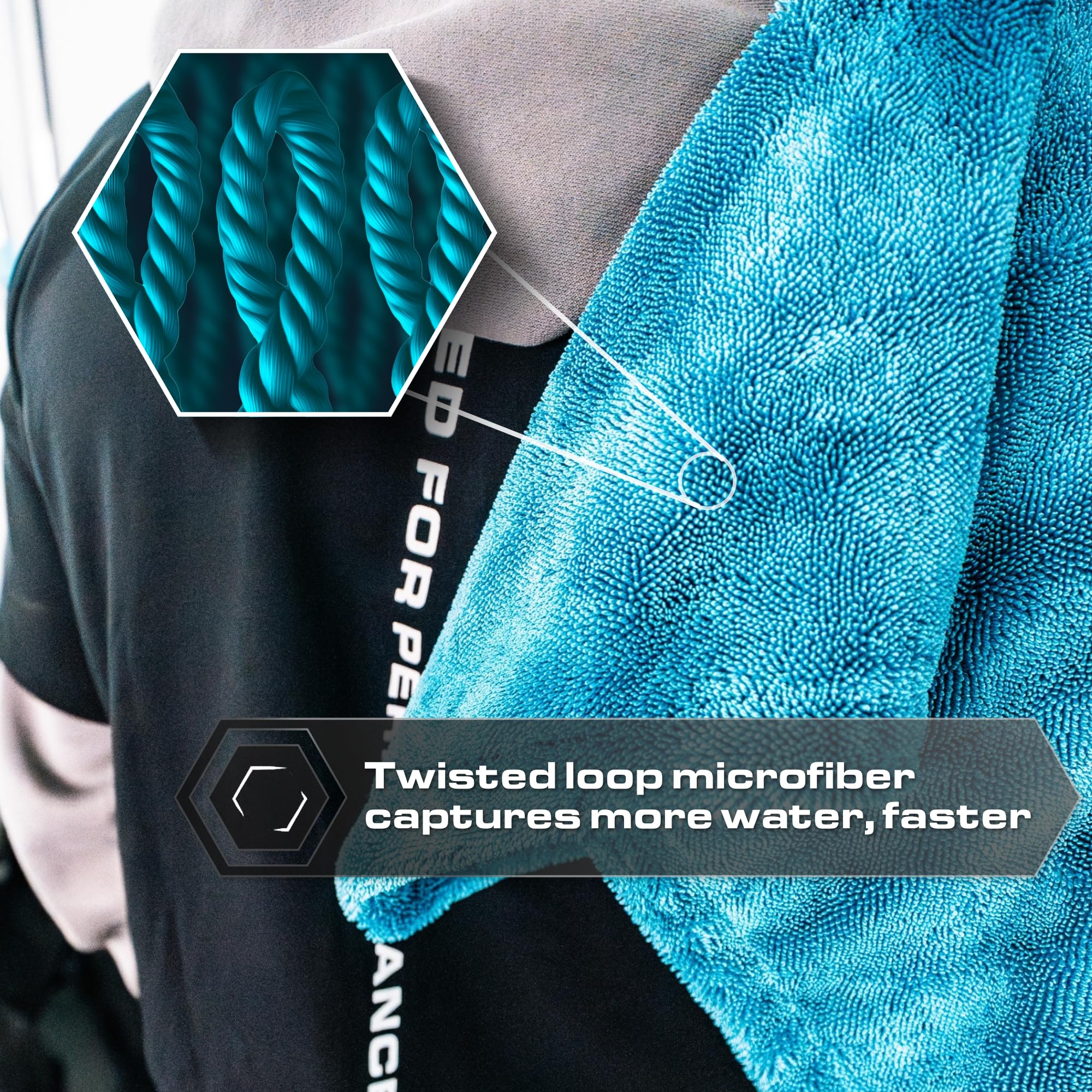 Blackline towel soaking water droplets fast to prevent spots and streaks