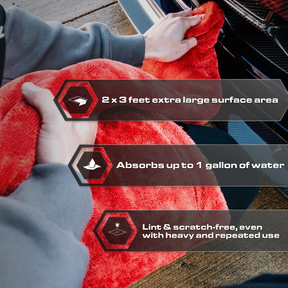 Blackline folded towel next to ruler showing 24x36 size for faster coverage