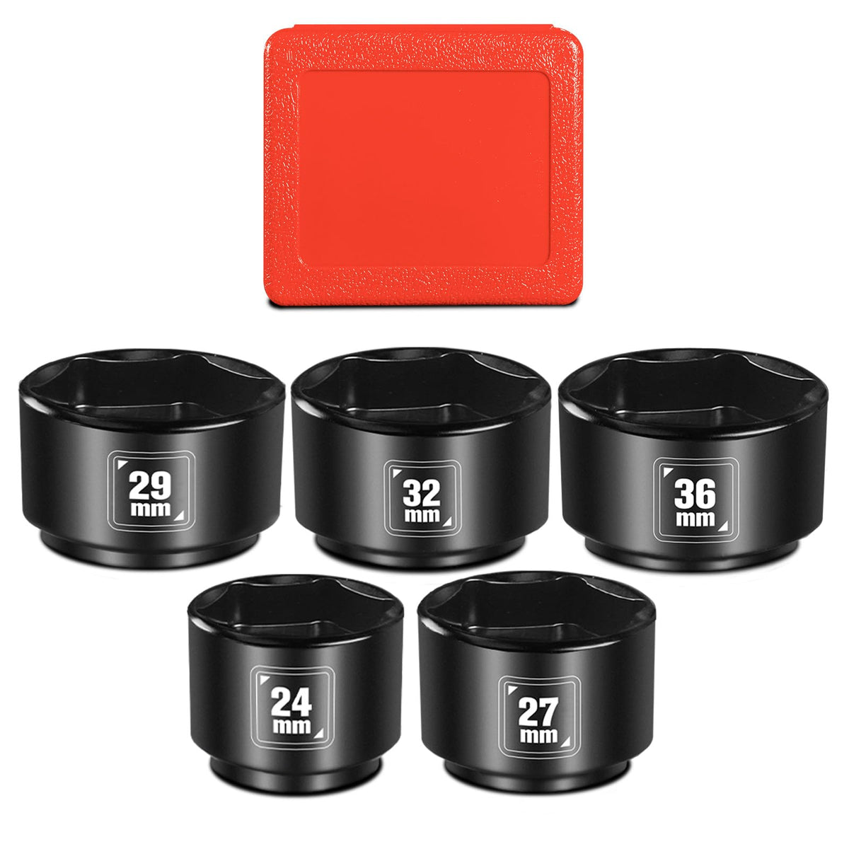 BLACKROBOT front view of socket set with case, shows compact organization and portability